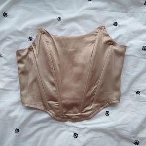 NWOT Tan Satin Corset/Bustier Top